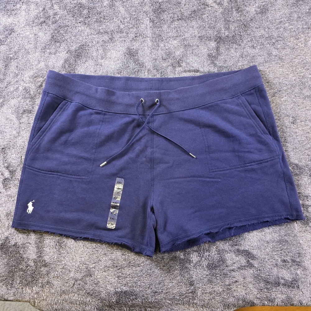 Polo Ralph Lauren Fleece Drawcord Shorts Womens XXL Navy Blue